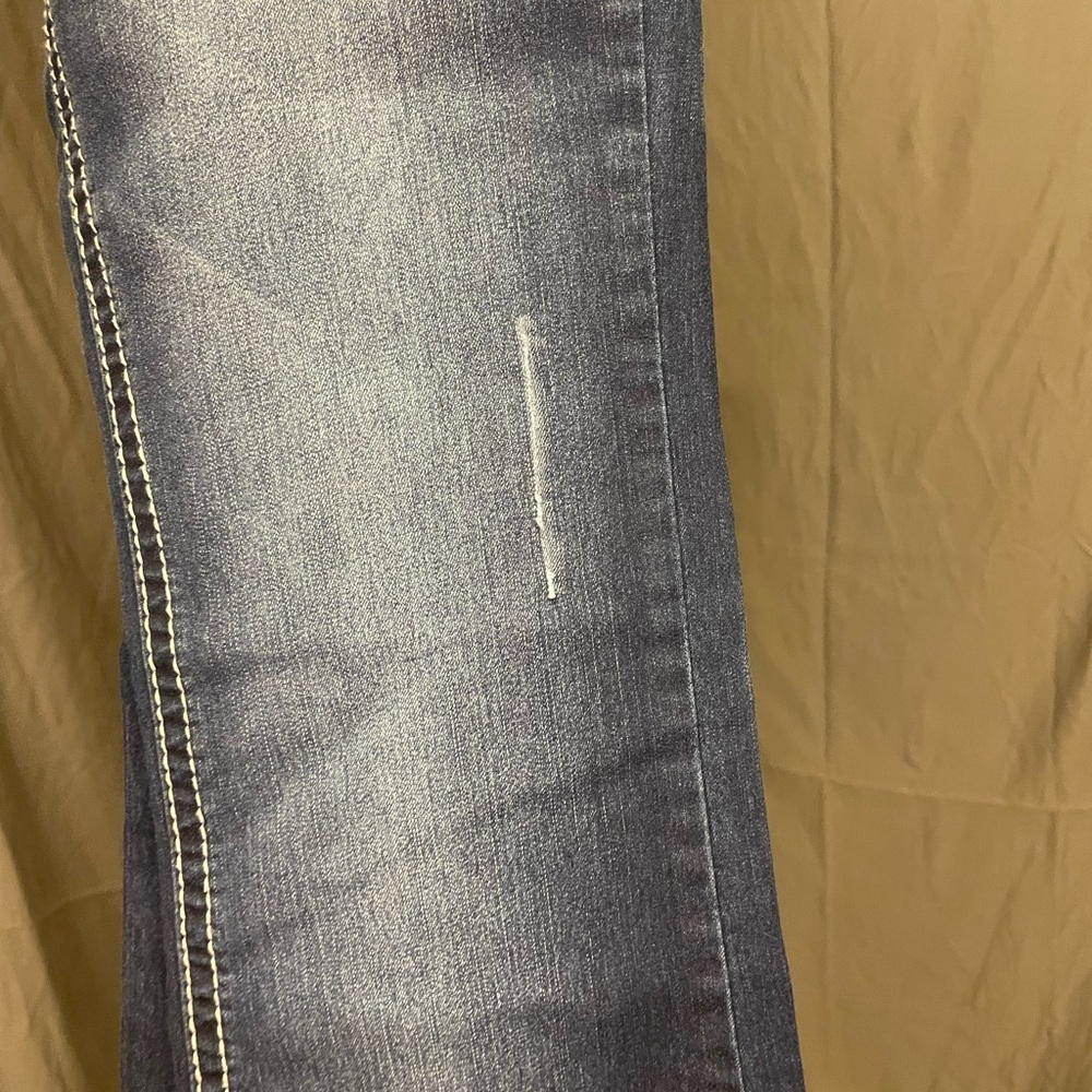 Soundgirl Vintage Y2K Dark Blue Boot Cut Jeans with Embroidered Sequin Pockets - Picture 11 of 13